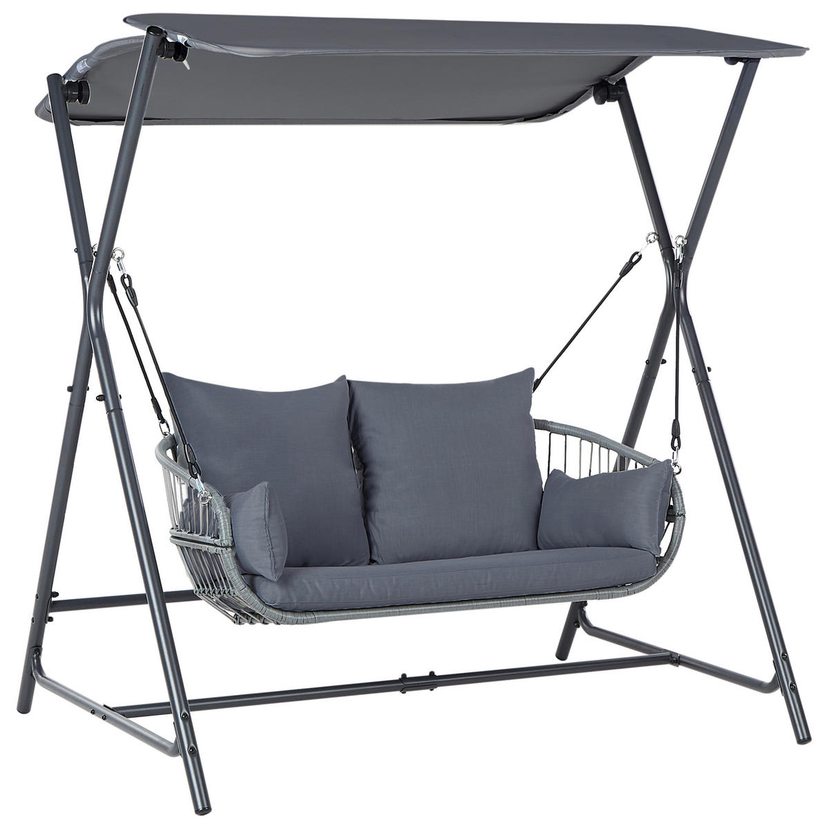 HOLLYWOODSCHAUKEL Grau Fiastra - Grau, Metall (170/202/140cm) - Beliani