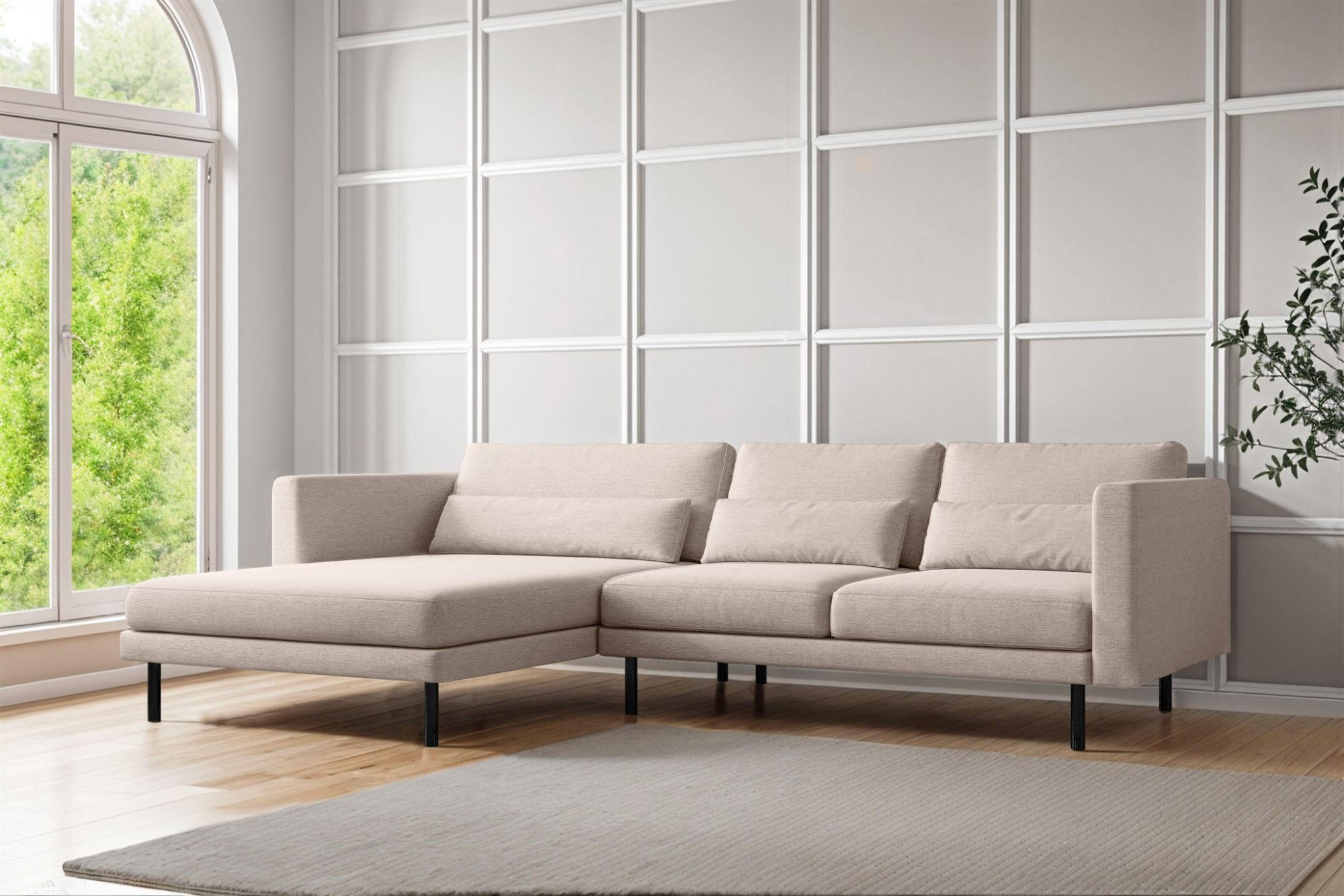 ECKSOFA Agada In Verita - Beige, Holzwerkstoff/Textil (281/174cm) - Fun Möbel