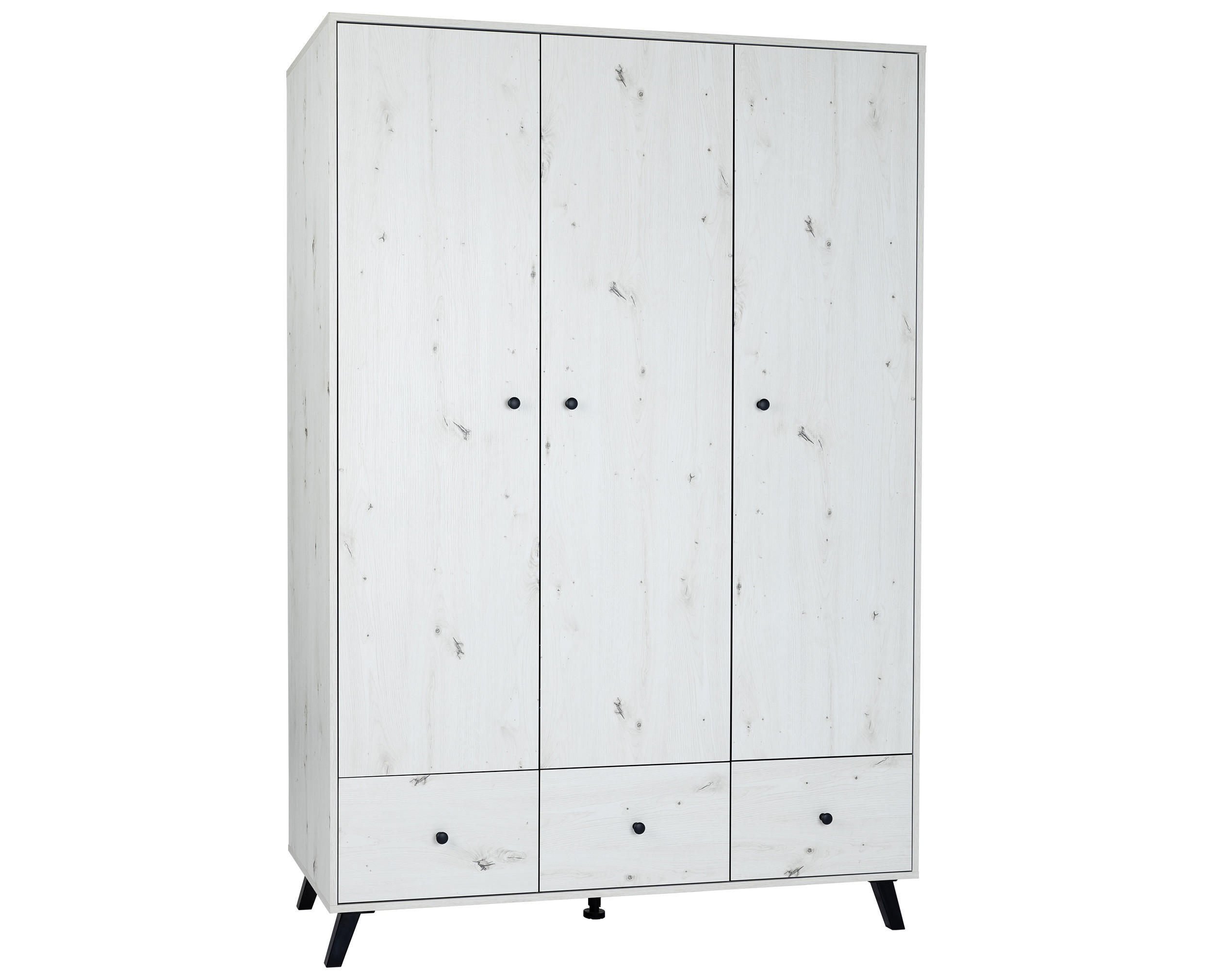 KLEIDERSCHRANK Lavea Landhausstil 130/191/51 cm White Oak - Schwarz/Weiß, Holzwerkstoff/Metall (130/191/51cm) - arthur berndt