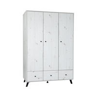 KLEIDERSCHRANK Lavea Landhausstil 130/191/51 cm White Oak - Schwarz/Weiß, Holzwerkstoff/Metall (130/191/51cm) - arthur berndt