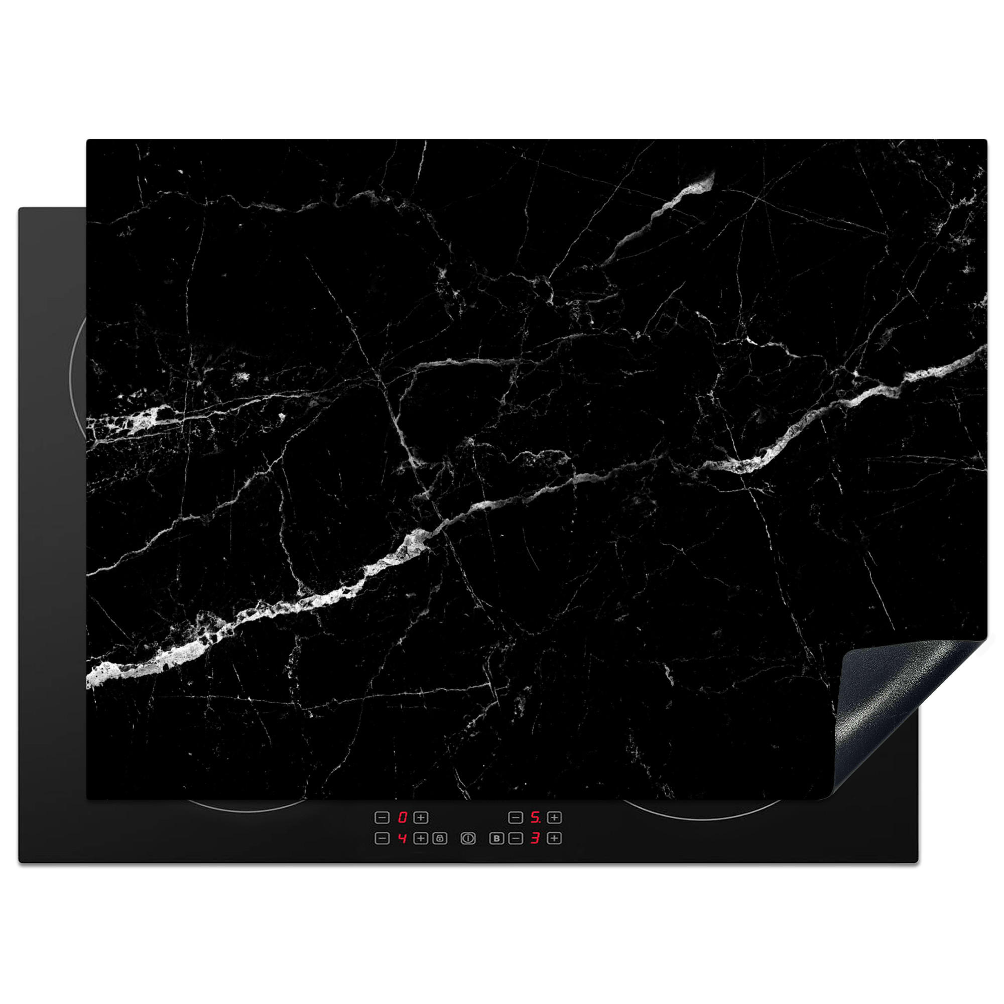 HERDABDECKPLATTE Marmoroptik - Schwarz - Luxus 70x52 cm - Grau, Kunststoff (70/0.2/52cm) - MuchoWow
