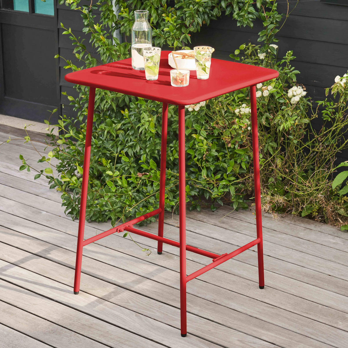 STEHTISCH, Rot - Rot, Metall (70/70/105cm) - Oviala