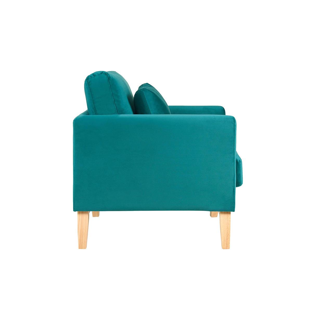 SESSEL abnehmbarer Bezug petrolblau Samt OSLO - Petrol, Kunststoff (80/81/74.5cm) - Miliboo