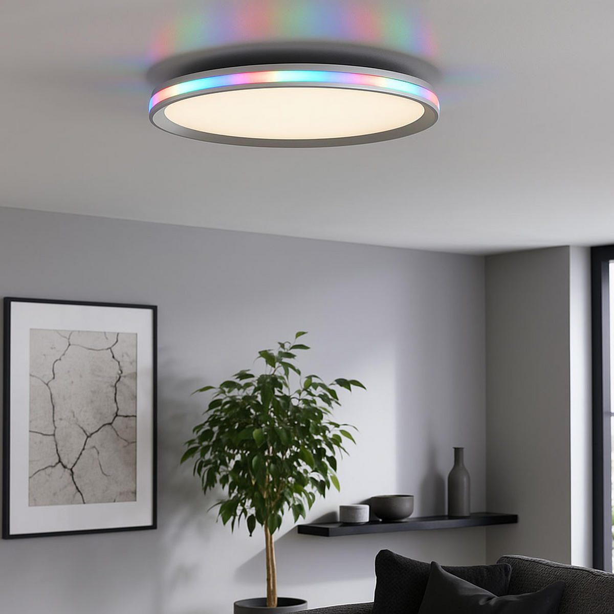 LED DECKENLEUCHTE Weiß Kunststoff - Weiß, Kunststoff (45/45/6cm)