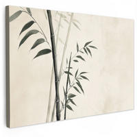 LEINWANDBILD Japandi - Bambus - Beige XXL 150x100 cm - Eukalyptusholzfarben, Textil (150/100cm) - MuchoWow
