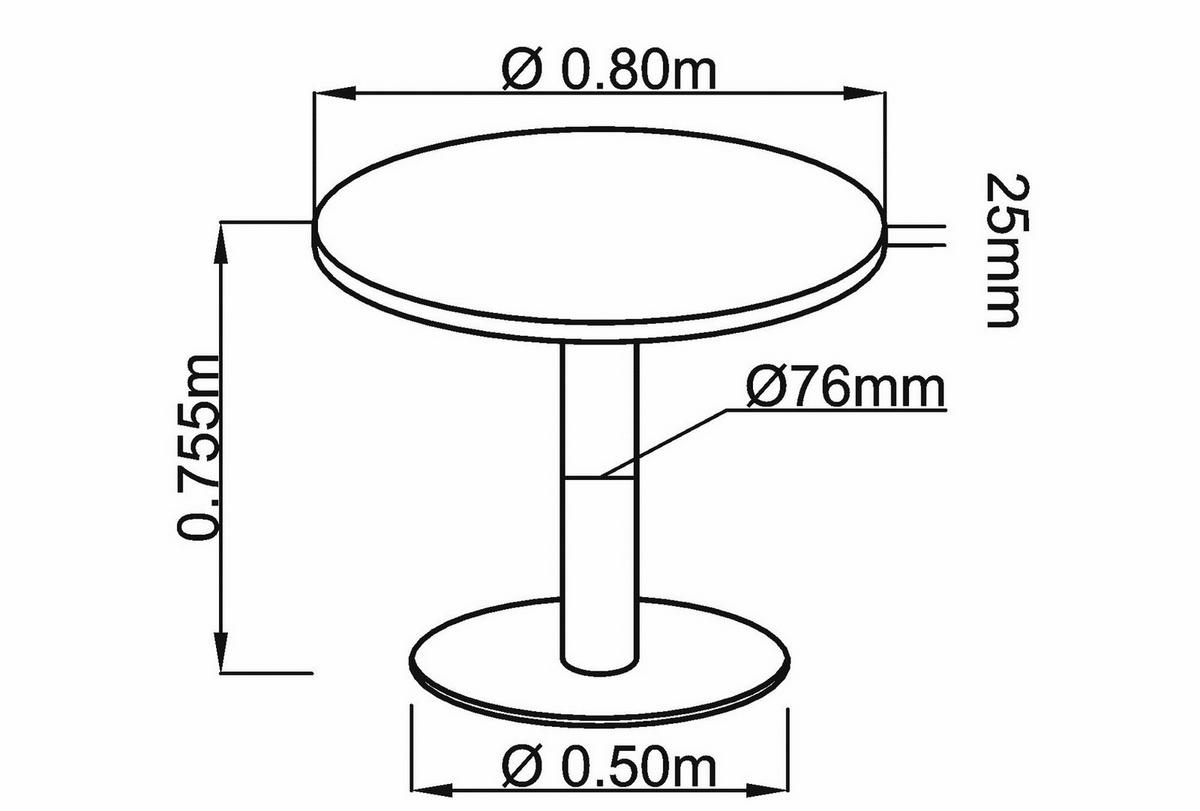 PAUSENTISCH klein STF 80/80/74,5 cm in Wildeiche/Silberfarben - Wildeiche/Silberfarben, Holzwerkstoff (80/80/74.5cm) - bümö
