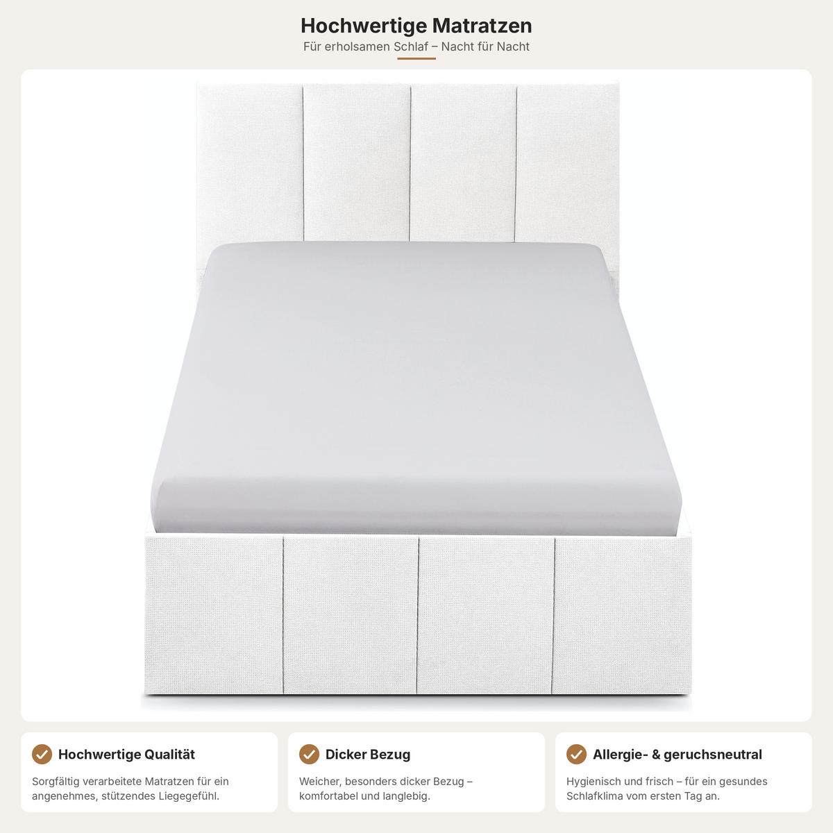 POLSTERBETT Dalas Weiß 140 x 200 x 40 cm Stauraum Mit hochwertiger Matratze H2 (bis 100 kg) und Lattenrost - Weiß, Holz (140/200cm) - Halmon Schlafkomfort Betten 