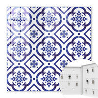 SCHLÜSSELBOX Weiß 30x30 cm – Türöffnung nach rechts - Elegante Muster - Blau, Metall (30/30/5cm) - TULUP