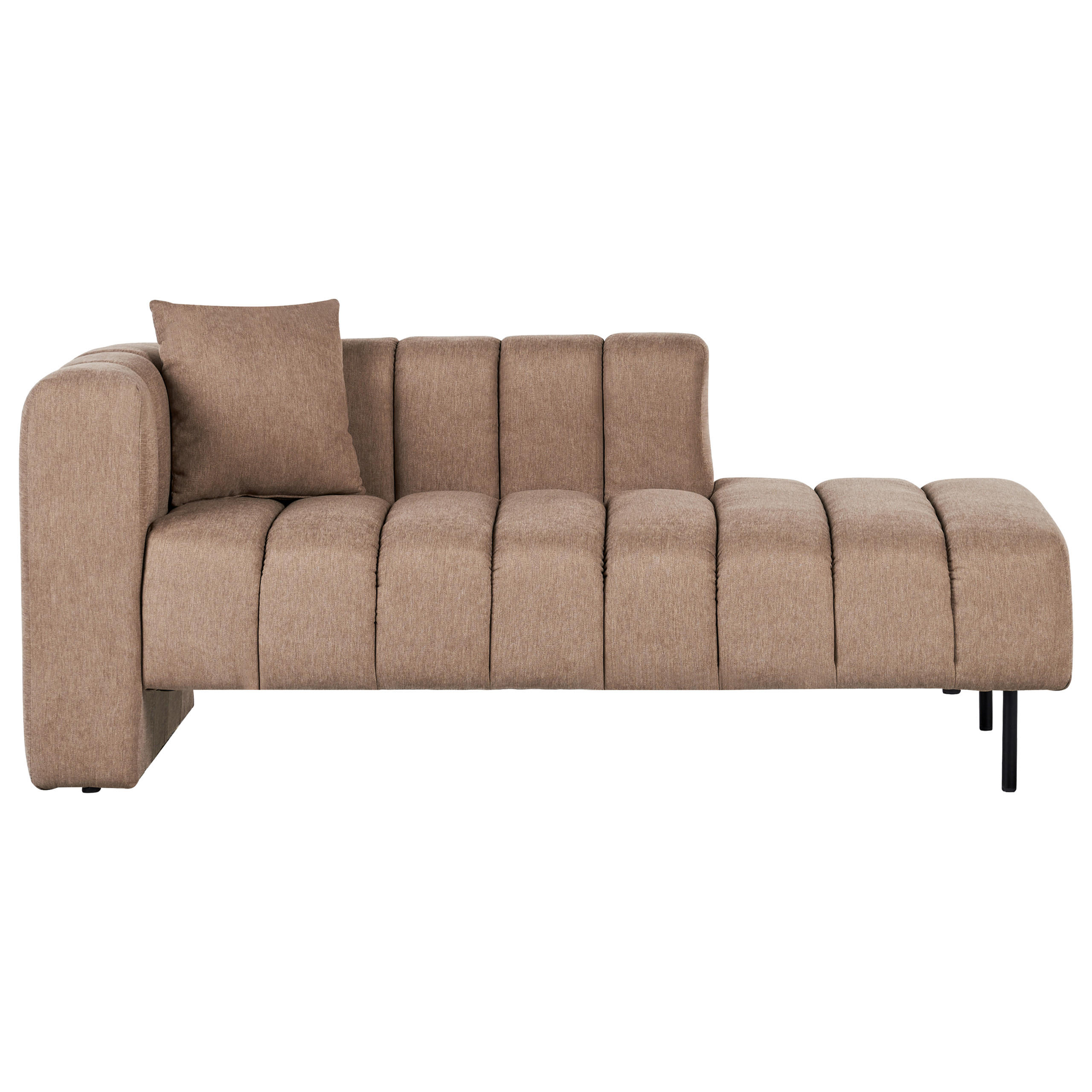 CHAISELONGUE-LINKSSEITIGE Stoff Hellbraun Lannils - Hellbraun/Schwarz, Textil (173/73/79cm) - Beliani