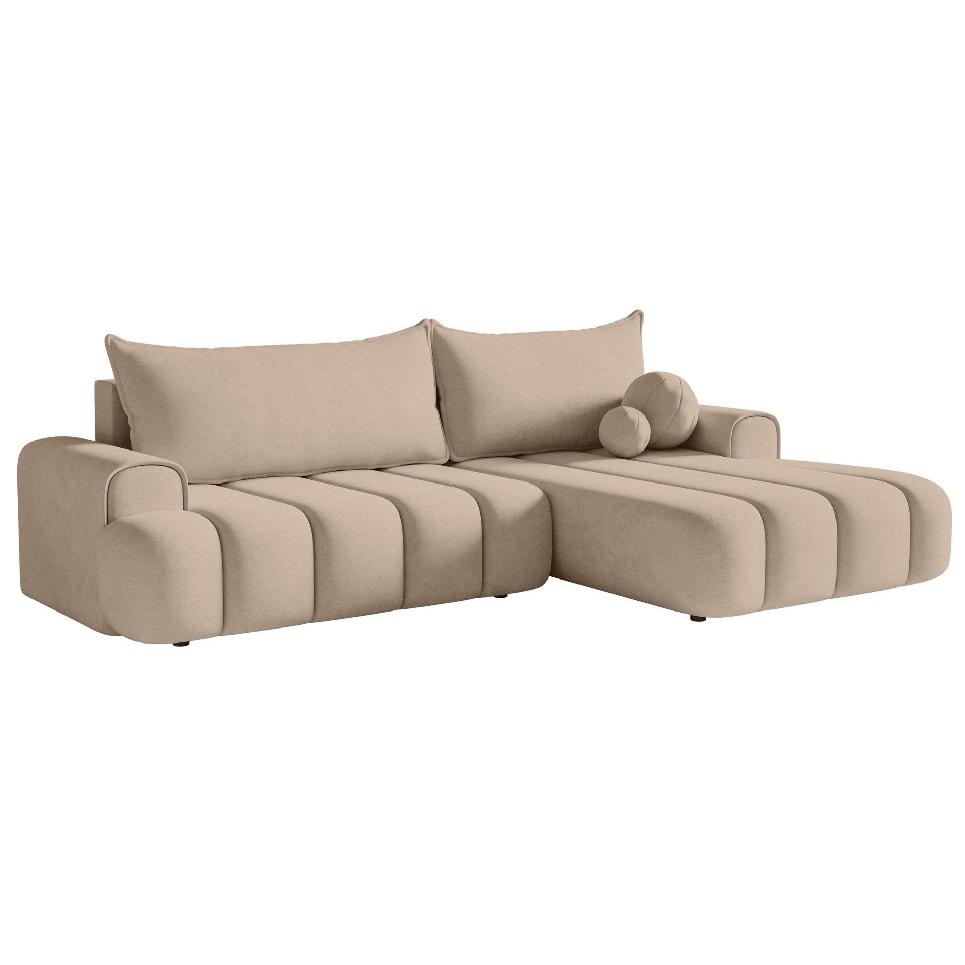 ECKSOFA Dandelino Beige mit Samtbezug, rechts - Creme/Schwarz, Kunststoff/Textil (275/168cm) - Selsey