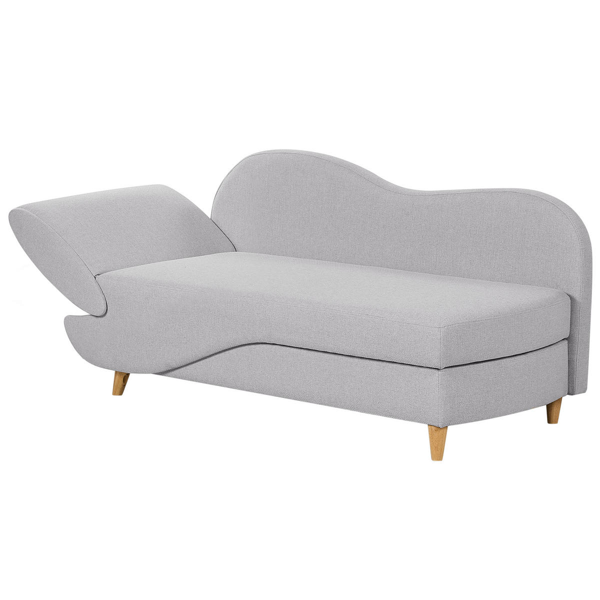 CHAISELONGUE Leinenoptik hellgrau mit Bettkasten linksseitig Meri - Hellbraun/Grau, Textil (175/73/69cm) - Beliani