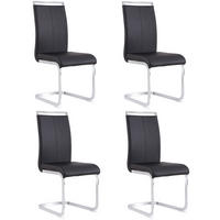 FREISCHWINGER 4er Set Kunstleder Schwarz Metallgestell 120kg - Schwarz, Leder (42/100/54cm) - FLIEKS