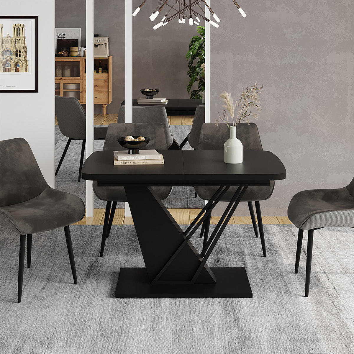 JÍDELNÍ STŮL Fenaro Černá - černá, kompozitní dřevo (80/120/77.4cm) - Vicco