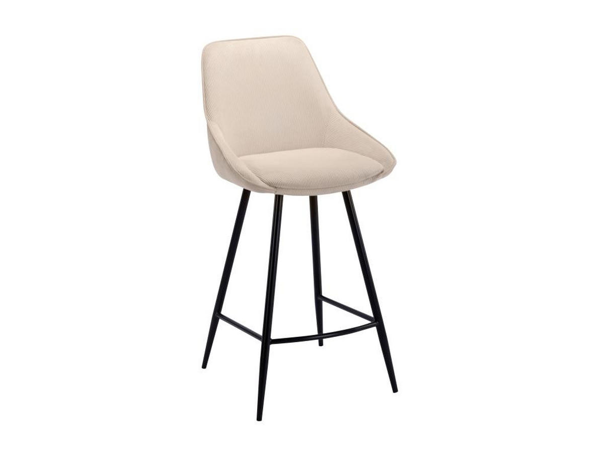 BARHOCKER 2er-Set - Cord & schwarzes Metall - Cremefarben - MASURIE - Creme, Textil (51/99/48cm) - Vente-Unique