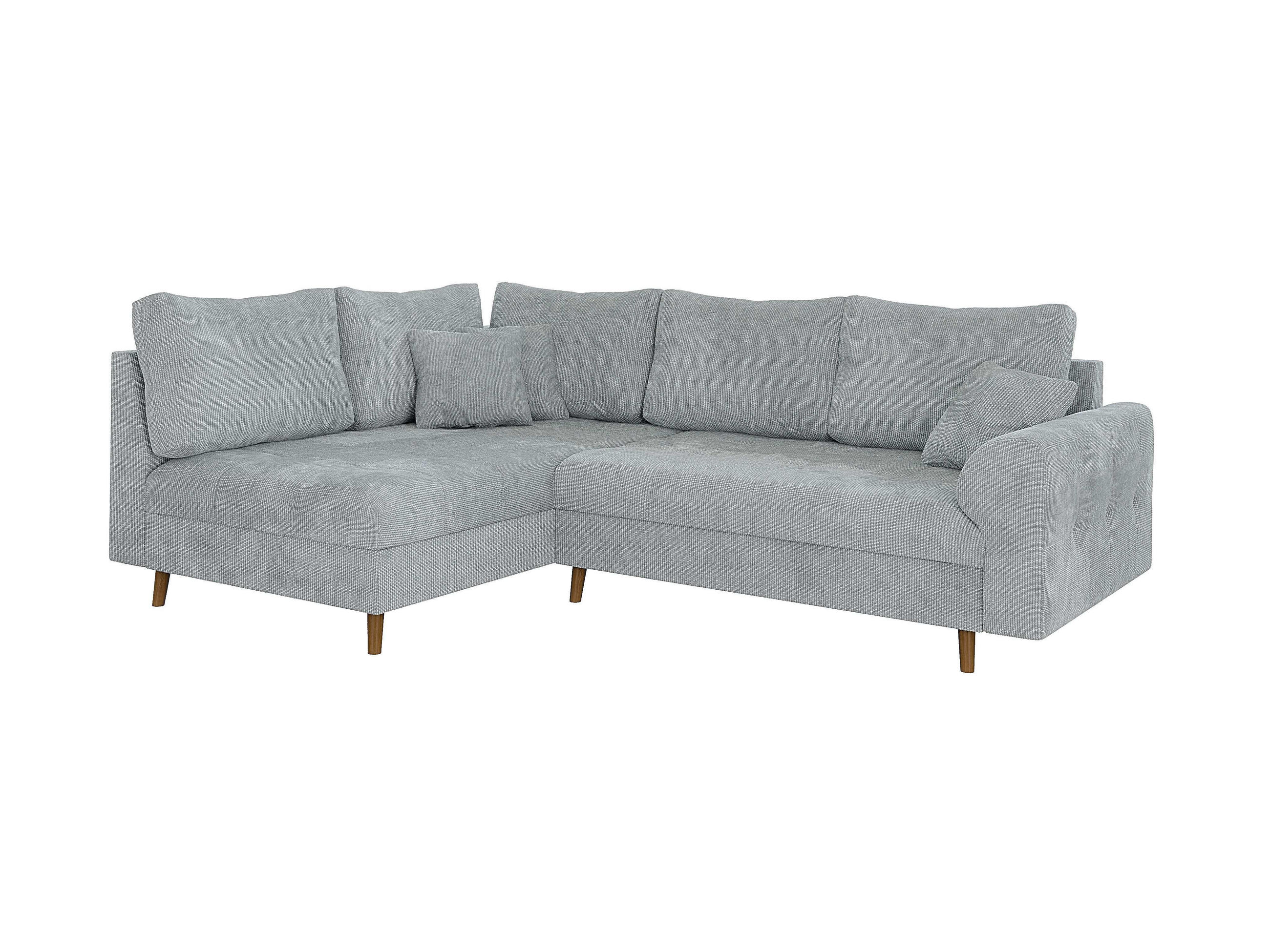 ECKSOFA Sigurd Hellgrau Chenille - Ottomane links - Hellgrau/Braun, Holz/Textil (231/161cm) - S-Style Möbel