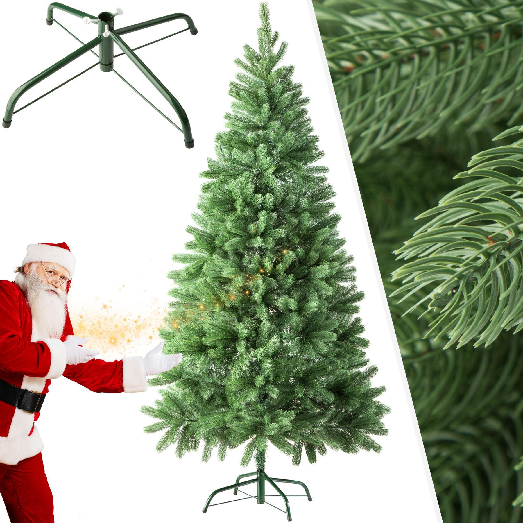 WEIHNACHTSBAUM ,inklusive Metallständer mit Kunststoffkappen,grün - Grün, Kunststoff (180cm) - tectake