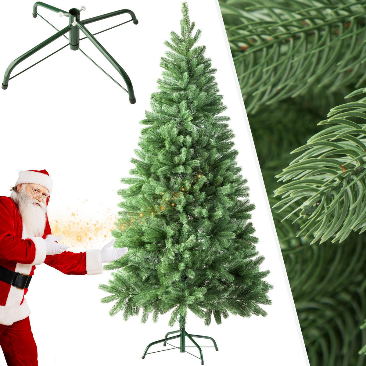 WEIHNACHTSBAUM ,inklusive Metallständer mit Kunststoffkappen,grün - Grün, Kunststoff (180cm) - tectake