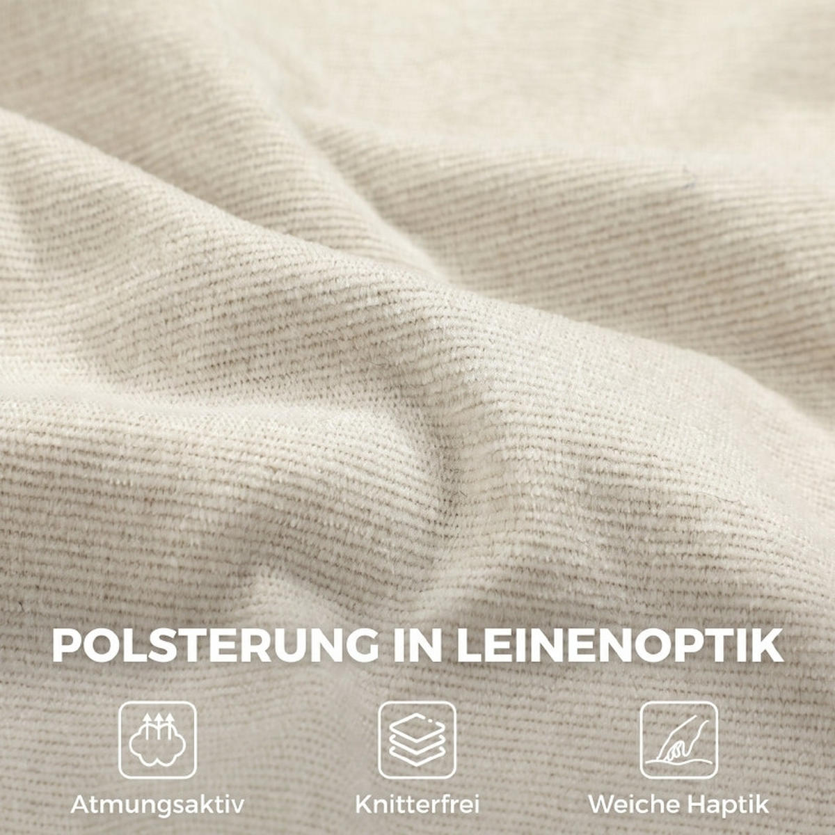 SCHAUKELSTUHL mit 5-fach verstellbarer Fußstütze, Leinenoptik, Cremeweiß - Weiß, Textil (106/92/67cm) - Kaket