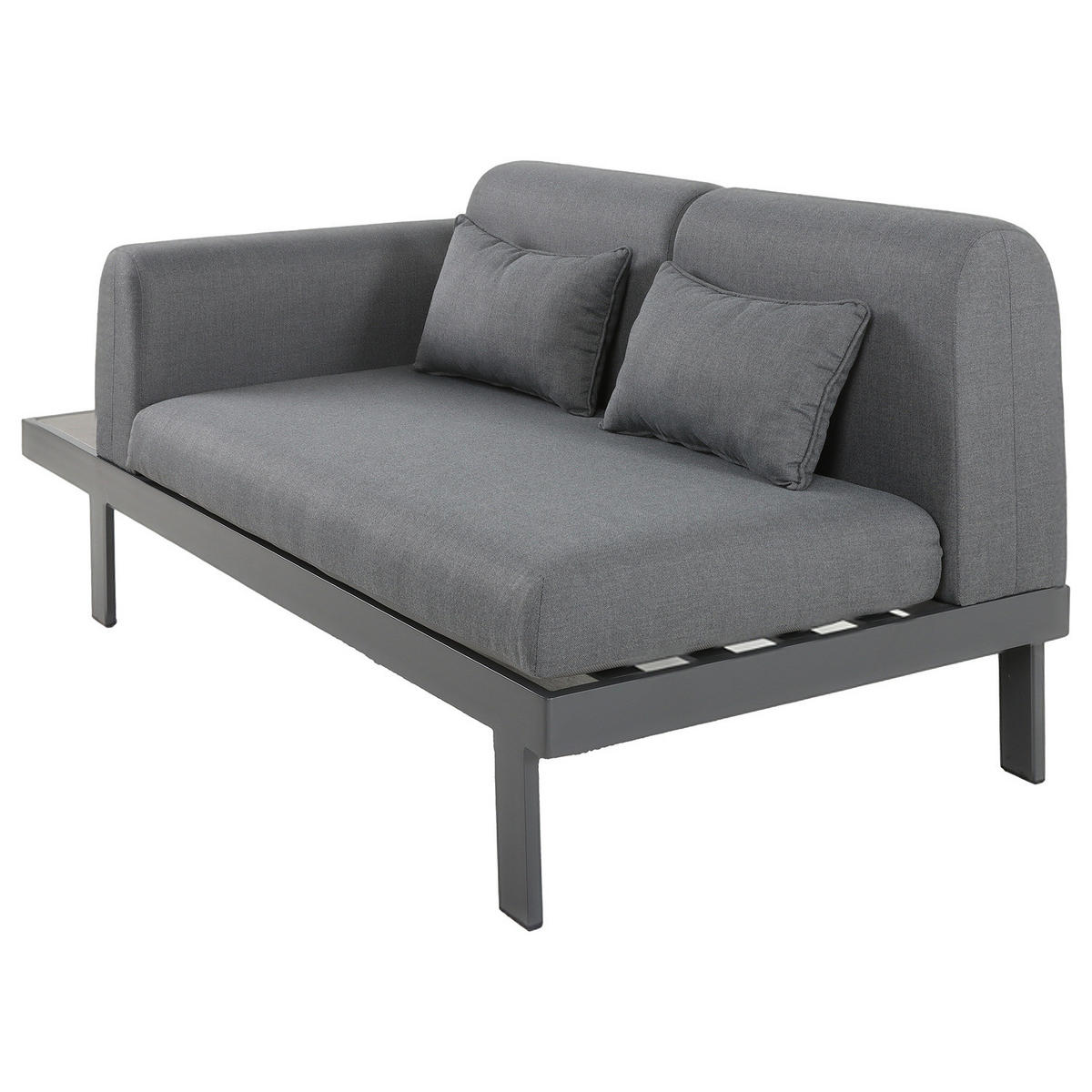 LOUNGESET - 4-teilig - Aluminium / Webstoff - Grau - Grau, Glas/Textil - home24