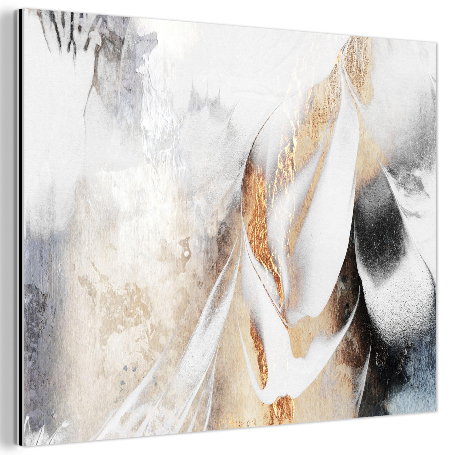 METALLBILD Luxus - Abstrakt - Gold - Weiß 80x60 cm - Goldfarben, Metall (80/60cm) - MuchoWow