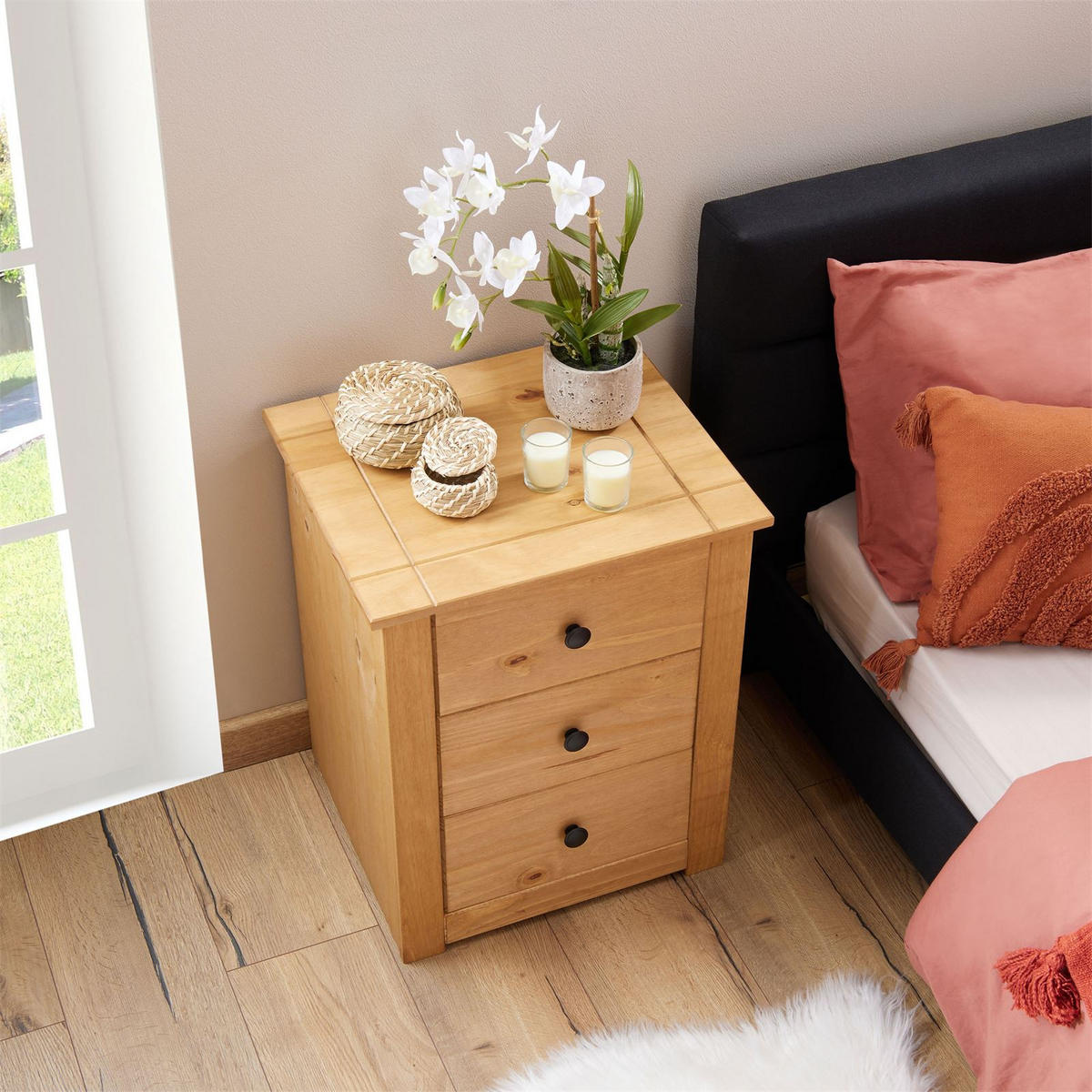 NACHTKOMMODE CANCUN - Kieferfarben, Holz (46/57/40cm) - CARO-Möbel