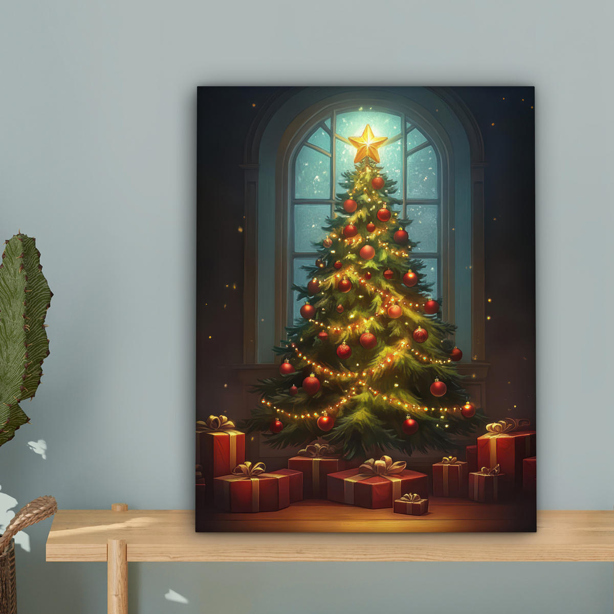 LEINWANDBILD Weihnachtsbaum - Geschenk - Winter 30x40 cm - Grün, Textil (30/40cm) - MuchoWow