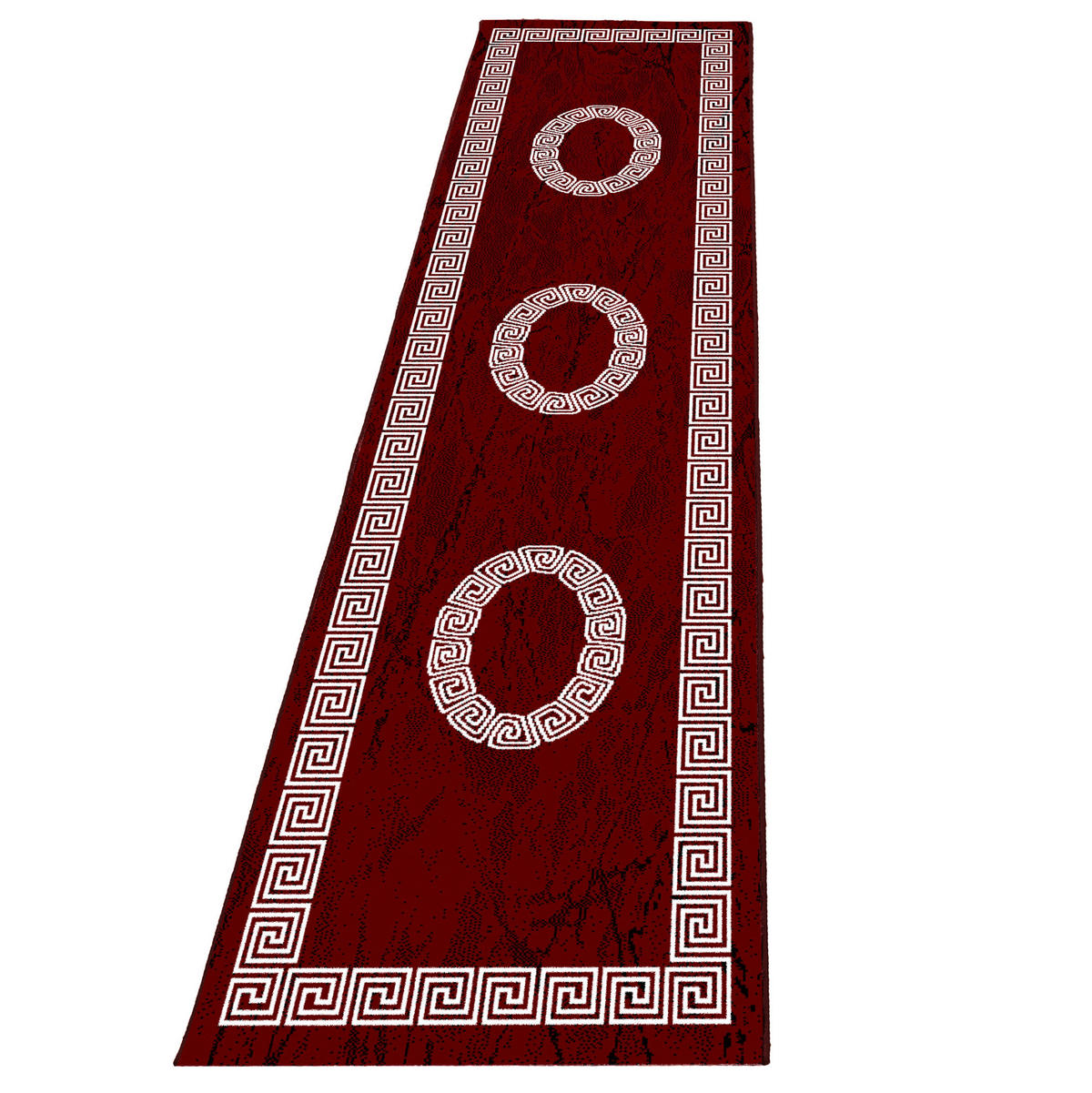 TEPPICH Kurzflor Mäander-Muster Polypropylen Wohnzimmer Rot Läufer 80x300 - Rot, Textil (80/300cm) - KADIMA DESIGN