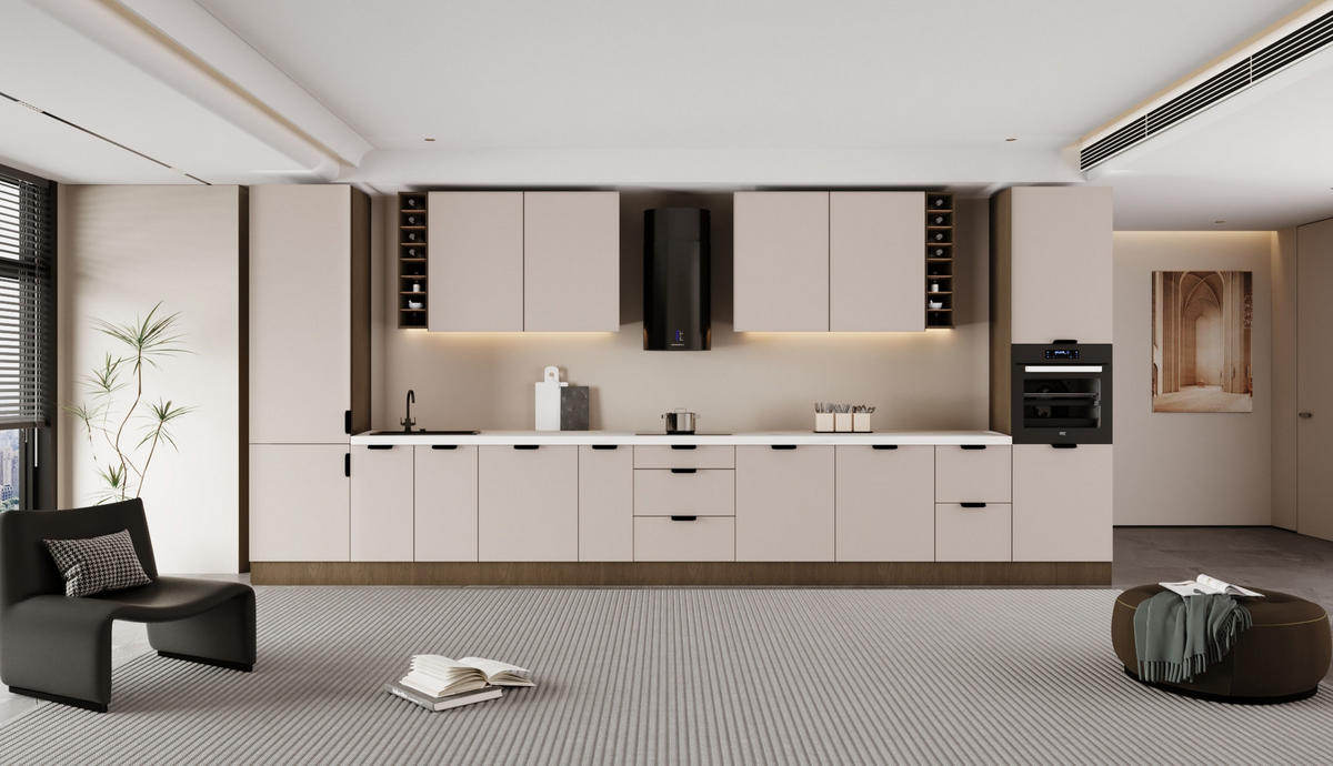 KÜCHENZEILE 515 cm - Sorento KS6-M515 - in Beige / Dunkle Eiche - Eichefarben/Beige, Holz/Metall (515/247/58cm)
