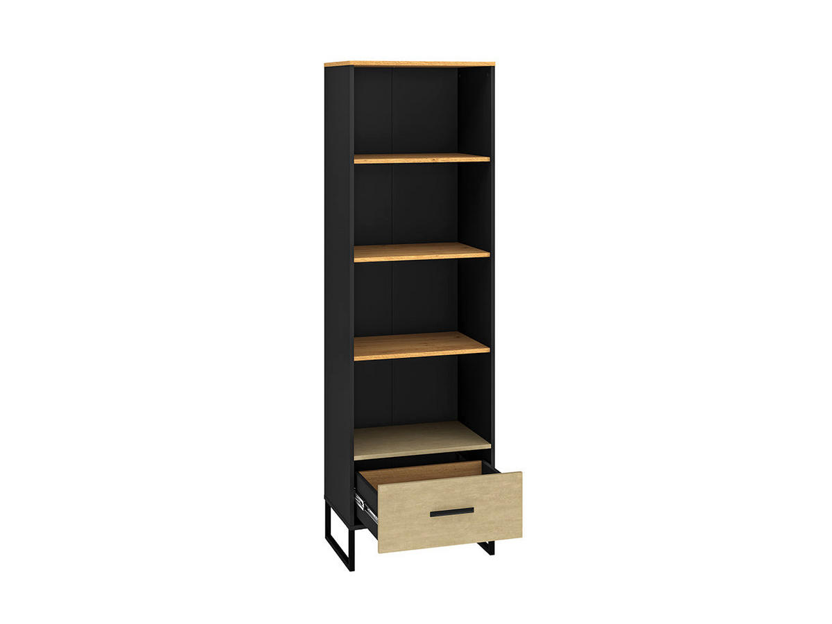 BÜCHERREGAL – COLT 03 – Offenes Regal im modernen Holz-Stahl-Look - Eichefarben, Holzwerkstoff (60/190/40cm) - hi-markt