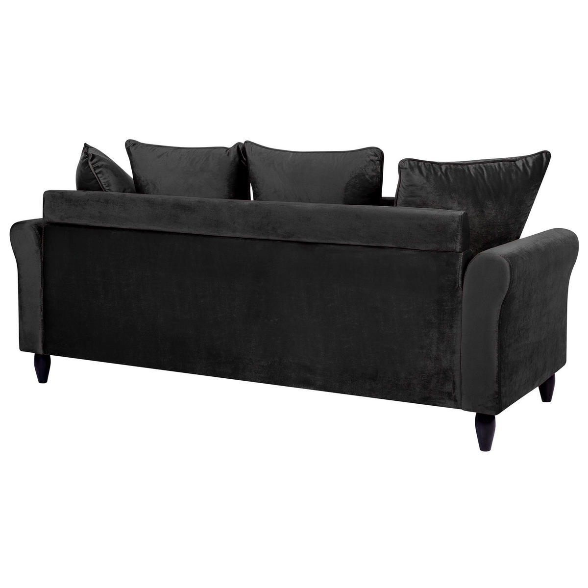 3-SITZER-SOFA Samtstoff Schwarz Bornholm - Schwarz, Textil (197/76/79cm) - Beliani