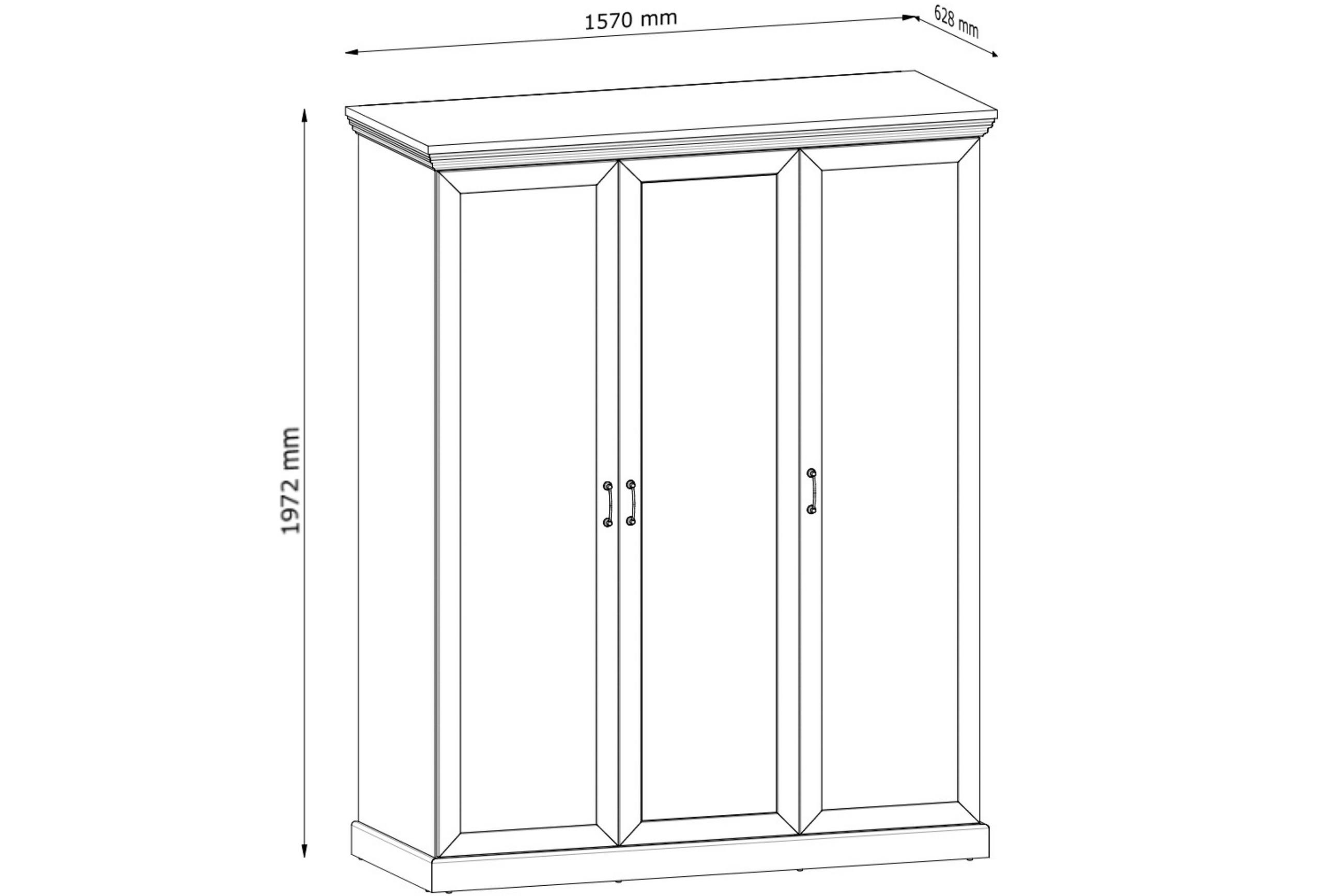Thumbnail - Konsimo® Kleiderschrank, Creme, Eiche, Holz, Rechteckig, 157x197x60 cm, Hergestellt in Europa, Schlafzimmer, Kleiderschr...