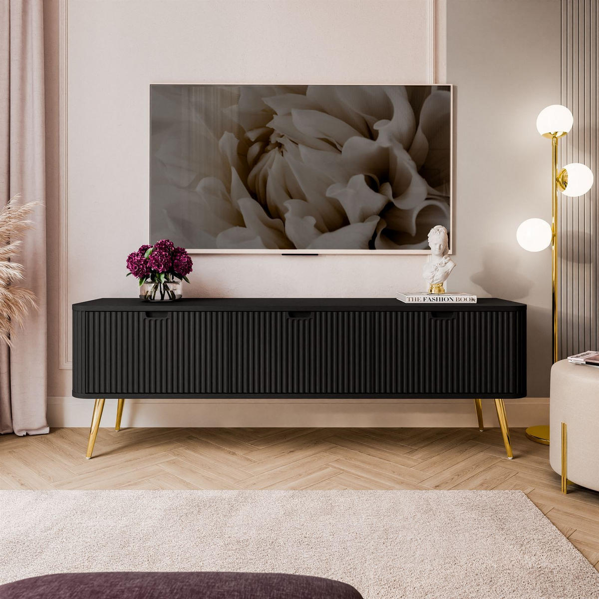 TV Element ZAIRA RTV168 Schwarz - Schwarz, Holzwerkstoff (168/57/39cm) - Lookway