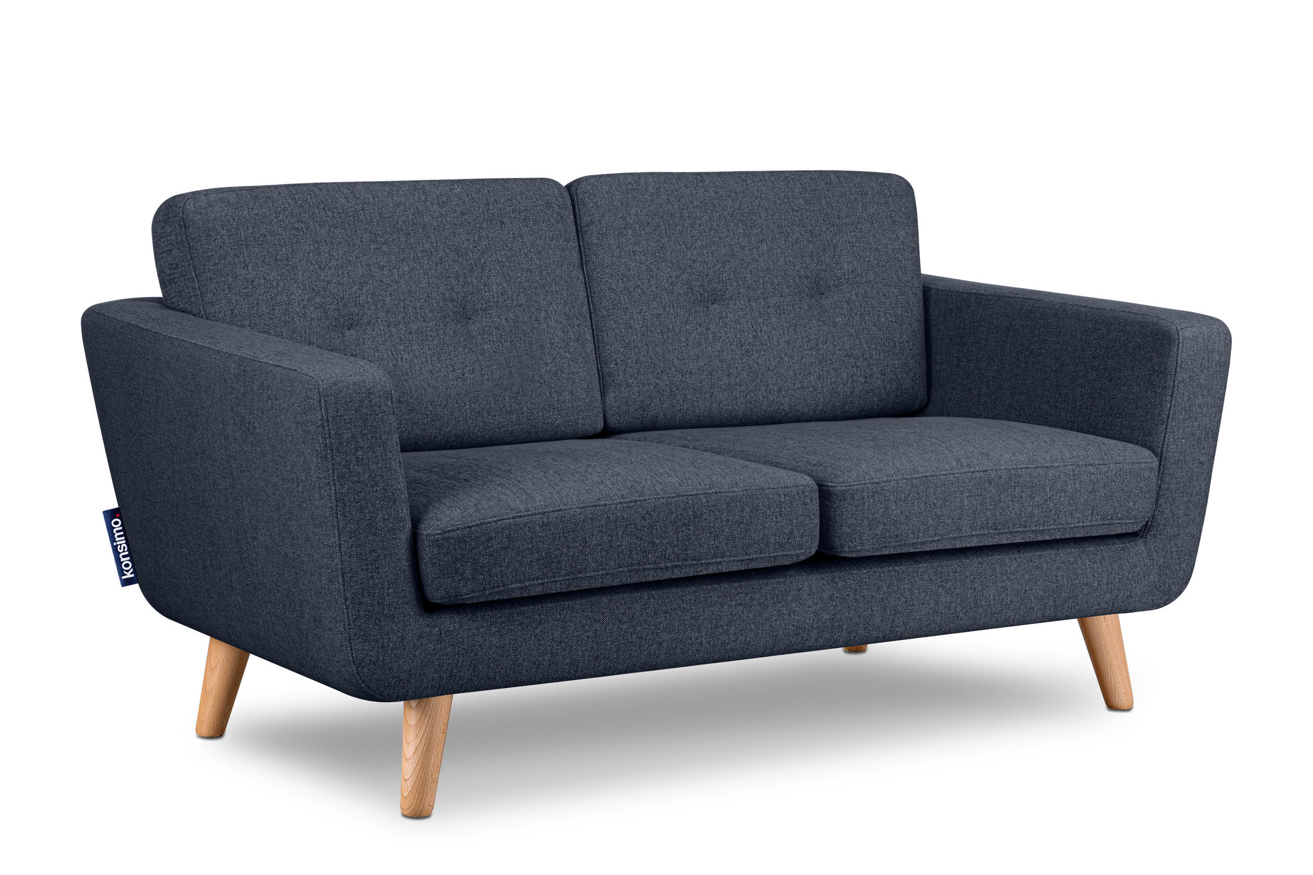 2-SITZER-SOFA TAGIO II mit Armlehnen, Marineblau/Braun - Blau, Textil (88/80/153cm) - KONSIMO®