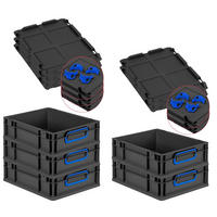 EUROBOX 5x NextGen Color mit Auflagedeckel 12x30x40 cm 11 Liter Schwarz Griffe blau zu - Blau/Schwarz, Kunststoff (30/12/40cm) - PROREGAL