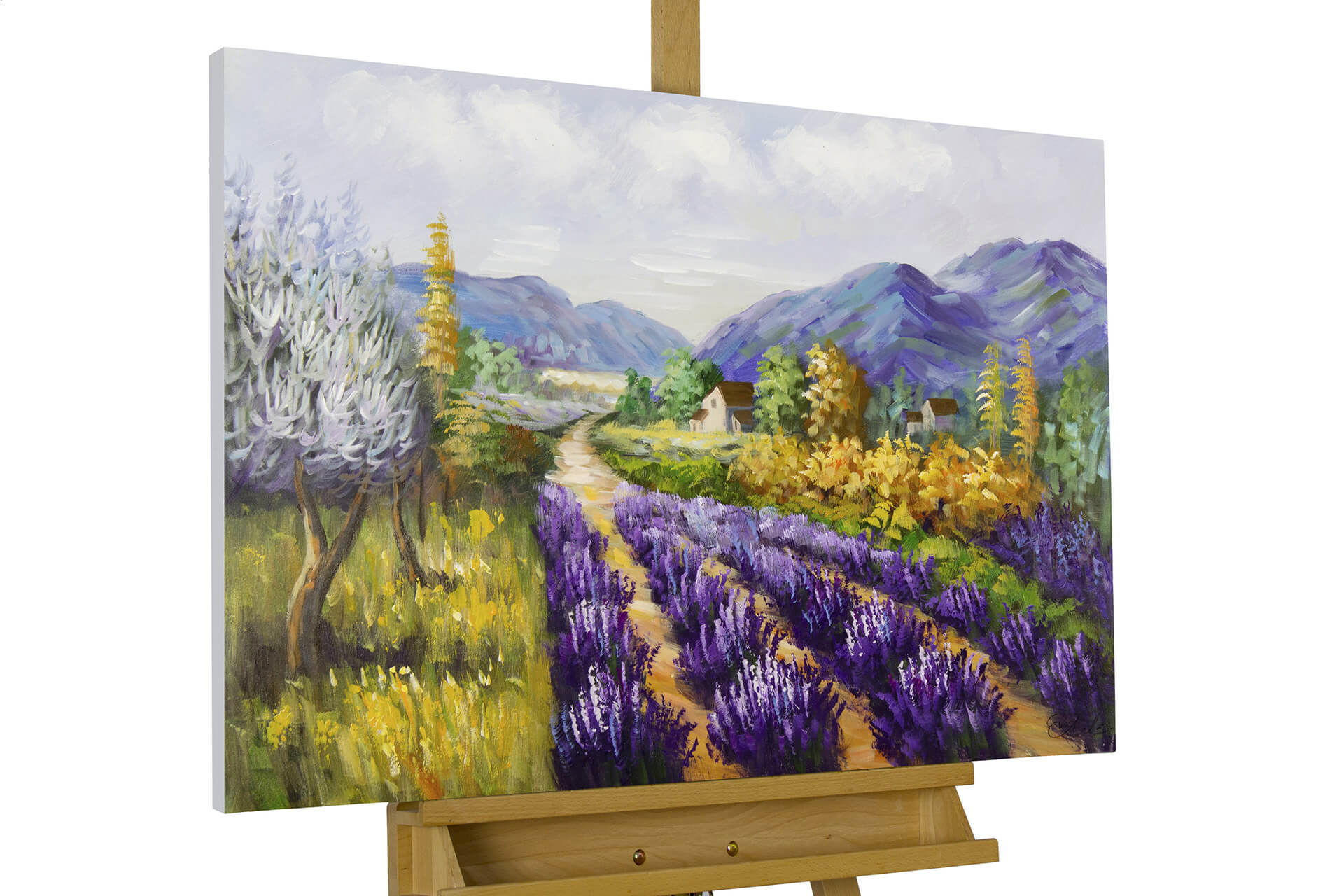 ACRYLBILD HANDGEMALT 90/60 cm - Lila, Holz/Textil (90/60cm) - KUNSTLOFT