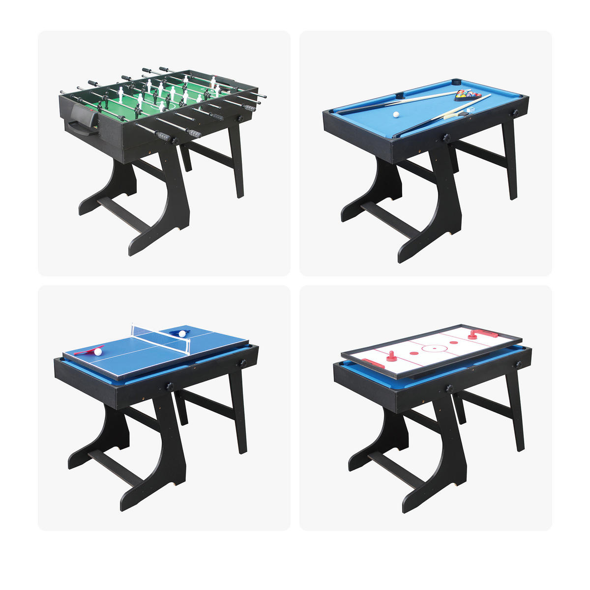 SPIELTISCH Schwarz 4-in-1 klappbar - Multicolor, Holzwerkstoff/Kunststoff (106.5/61cm) - Relaxdays