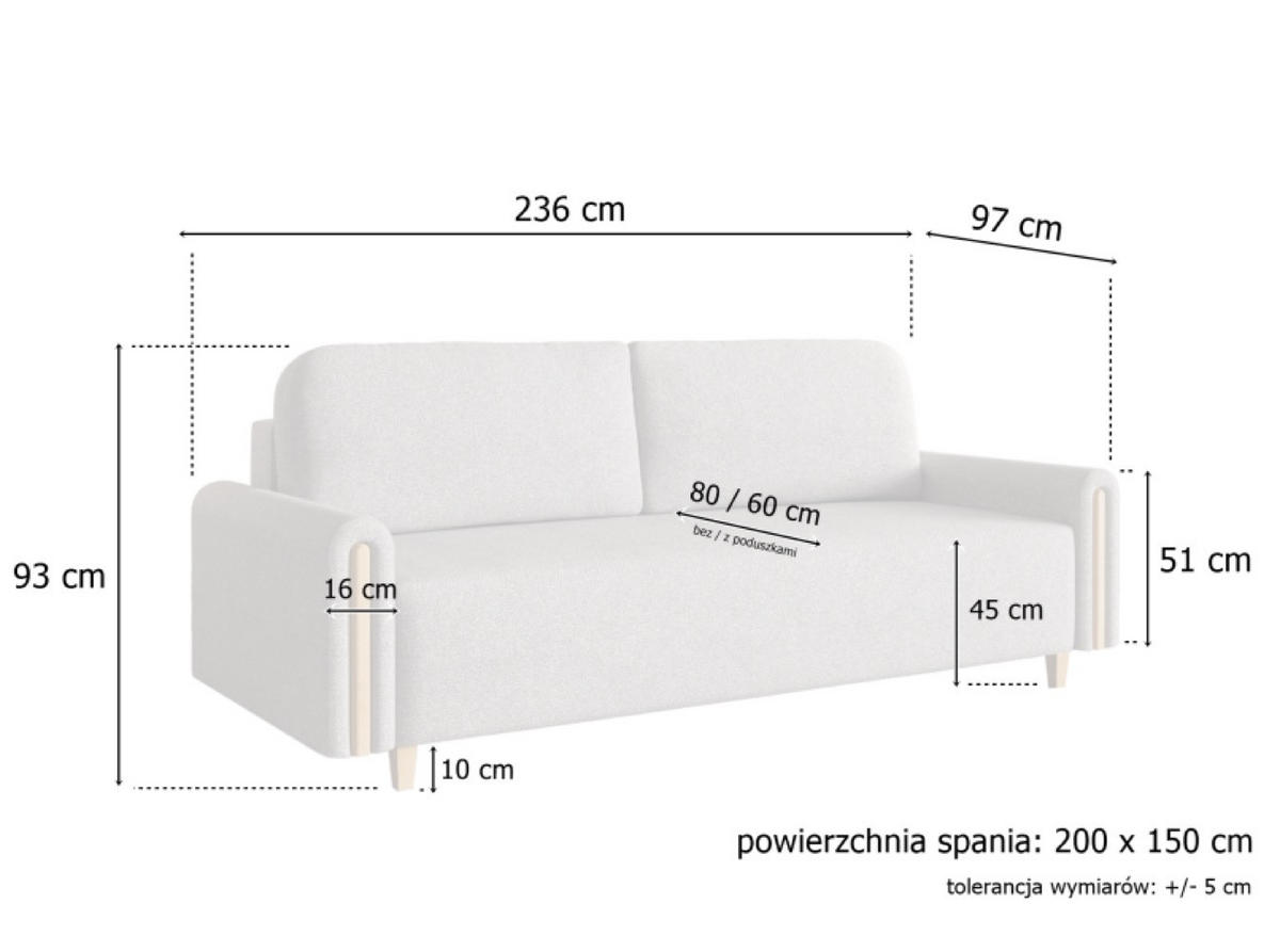 SOFA Beige Modern Mit Schlaffunktion - Beige, Textil (236/93/97cm) - Sepro Meble