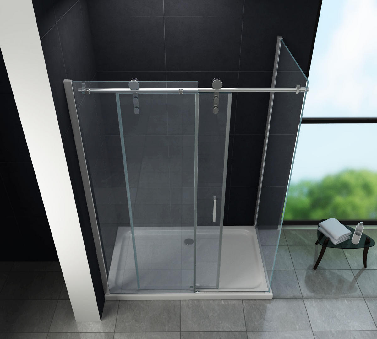 DUSCHKABINE LARGOS Klar 150 x 90 x 195 cm 8 mm ESG - Klar, Glas (90/150/195cm) - Glasdeals
