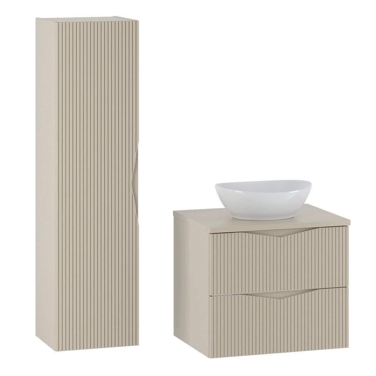 BADMÖBEL 60.6cm Tao 2er-Set Kaschmir - Beige, Holzwerkstoff (60.6/50/45.8cm) - Petits-meubles