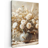 LEINWANDBILD Blumen - Vase - Stilleben - Beige Deko Groß 90x140 cm - Creme, Textil (90/140cm) - MuchoWow