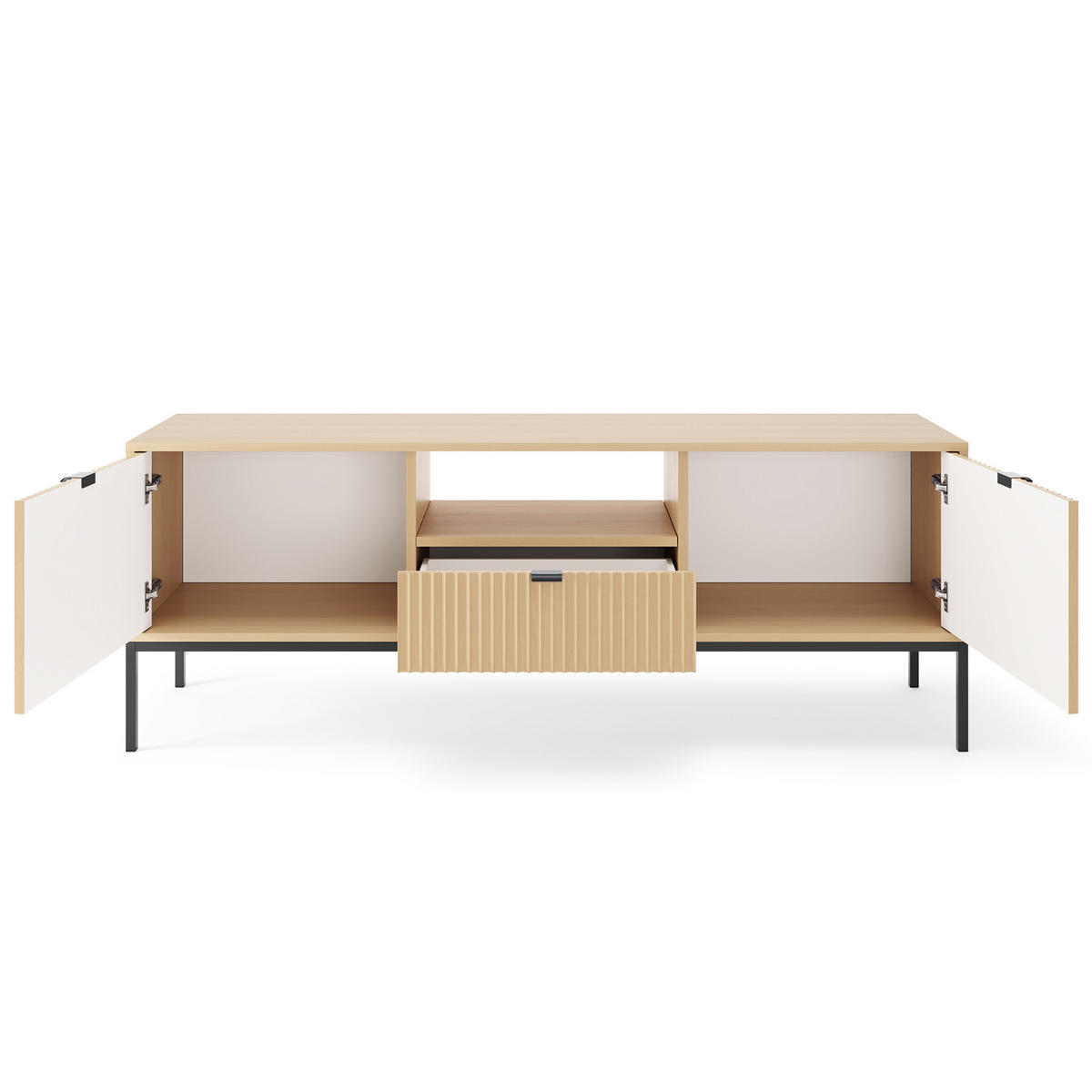 LOWBOARD STELLARE 154/56/39 cm, Eichefarben - Eichefarben/Naturfarben, Holzwerkstoff (154/56/39cm) - MASSENO