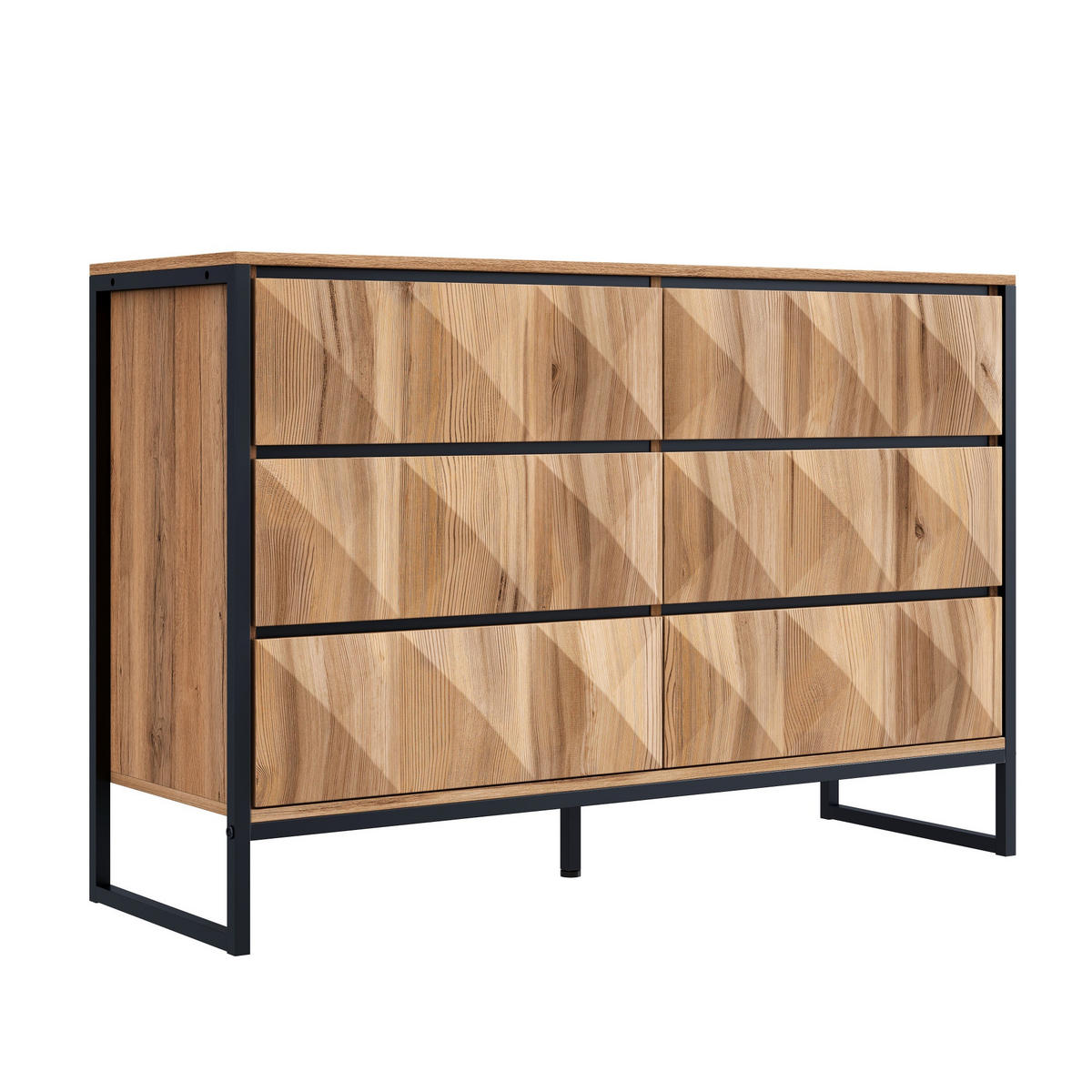 SIDEBOARD Schwarz-Natural 120/40/80 cm - Schwarz, Holzwerkstoff (120/80/40cm) - PANGIVO