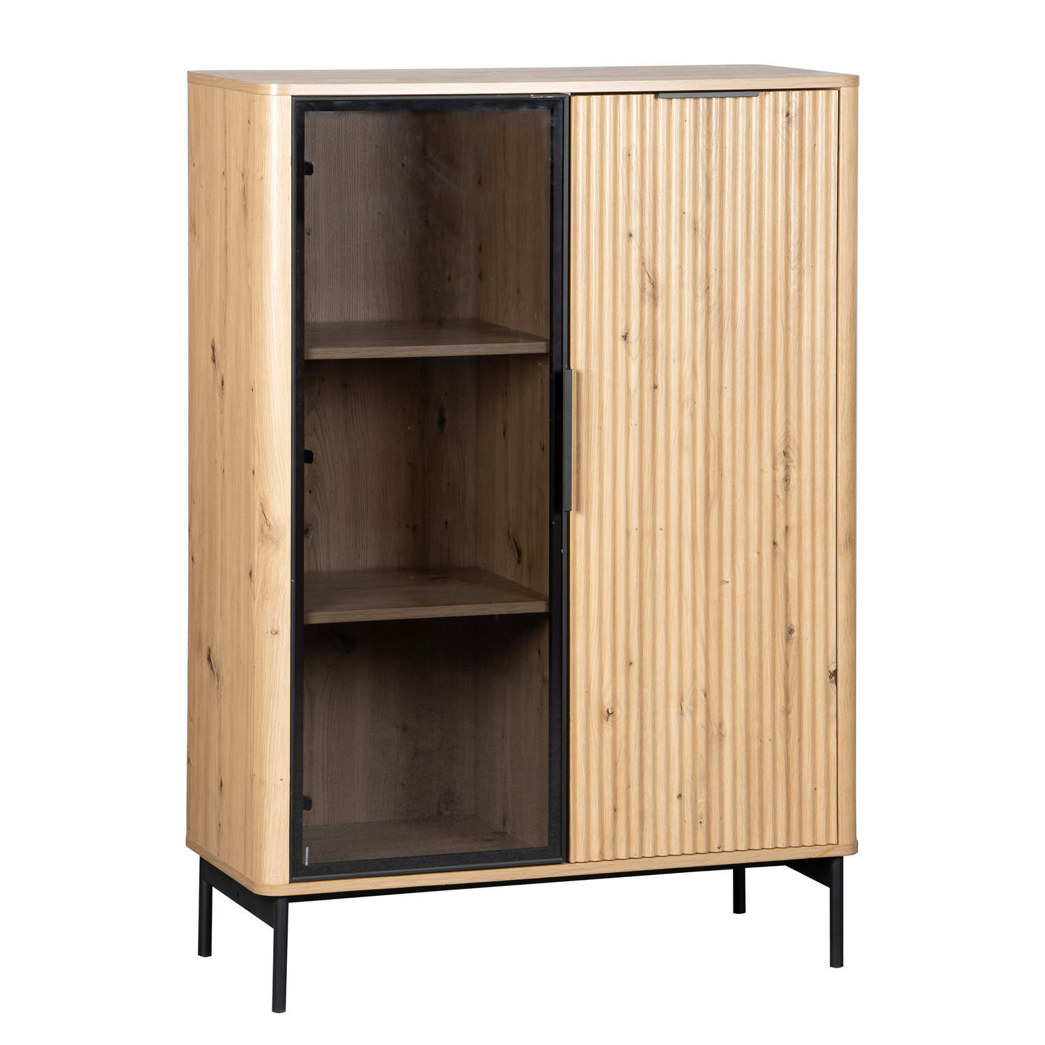 HIGHBOARD - Eiche Dekor / Schwarz - Eichefarben/Schwarz, Holzwerkstoff/Metall (89/128/40cm) - home24