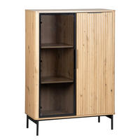 HIGHBOARD - Eiche Dekor / Schwarz - Eichefarben/Schwarz, Holzwerkstoff/Metall (89/128/40cm) - home24