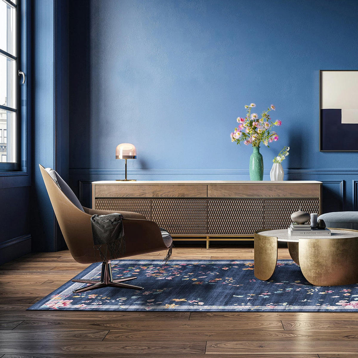 TEPPICH mit englischer Nahtverarbeitung blau - Blau, Textil (200/290cm) - AFK Living