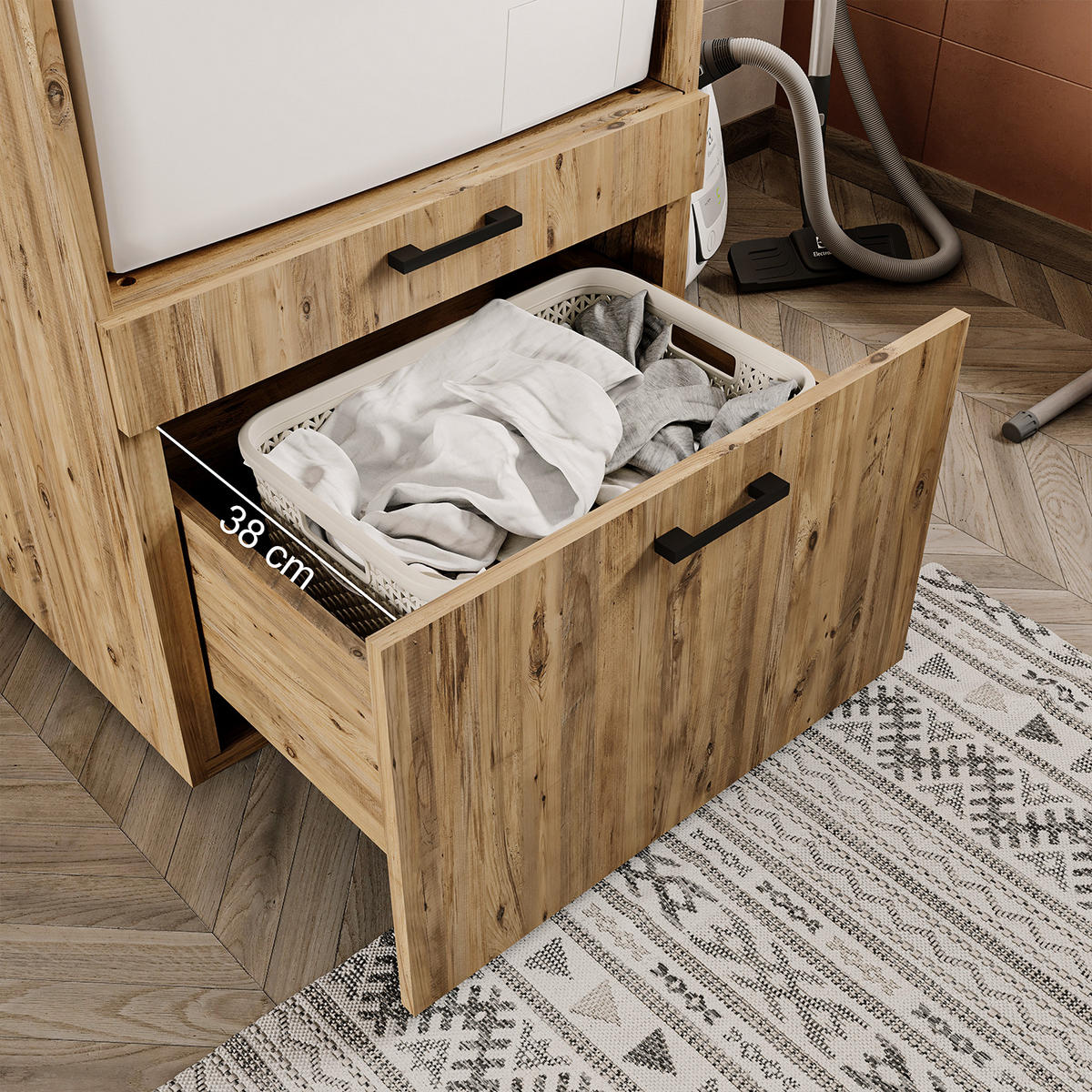 WASCHMASCHINENSCHRANK Serie 2 67cm Breit, 205cm Hoch - Eichefarben, Holzwerkstoff (67/205/67cm)