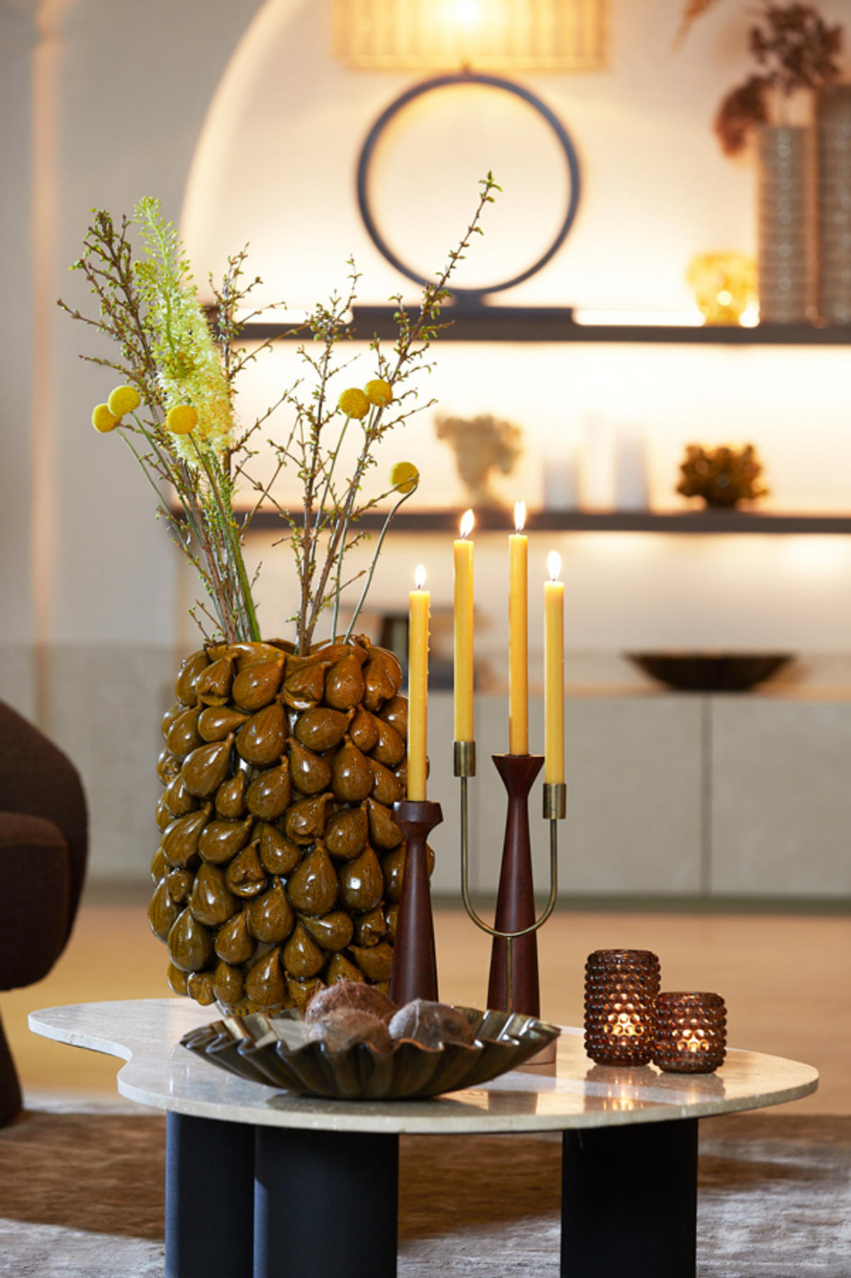 VASE Natalia Gelb Ø35/47 cm - Gelb, Keramik (47cm) - Light & Living