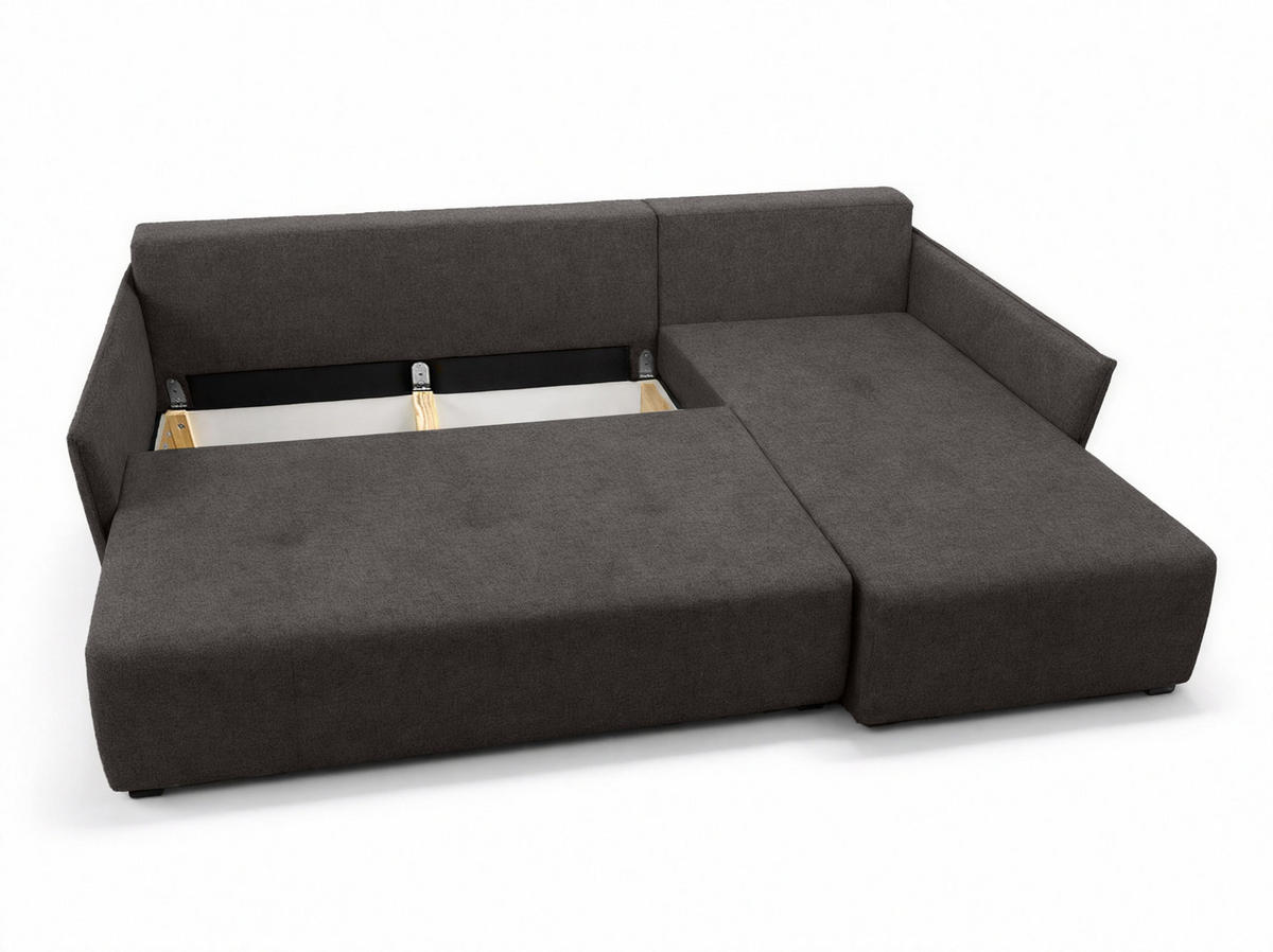 ECKSOFA L Form Damascus Dunkelgrau 212/143/88 cm Rechts mit Schlaffunktion - Dunkelgrau/Schwarz, Kunststoff/Textil (212/143cm) - AX Living