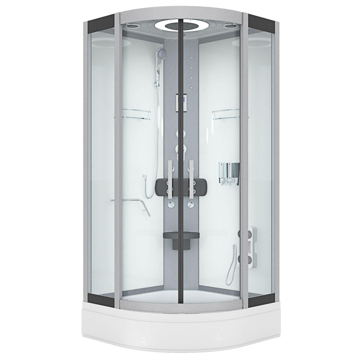 FERTIGDUSCHE Dusche D58-50T0-EC Weiß 90x90 - Weiß, Glas/Kunststoff (90/90/225cm) - AcquaVapore by Sandra Jentho