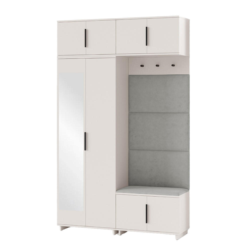 GARDEROBE NAPOLI 1 Kleiderschrank mit Polsterpaneelen GRAU - Beige/Grau, Holzwerkstoff (140/229/40cm) - Jerpax